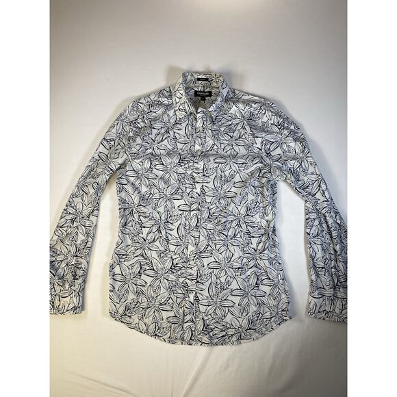 Express Other - Express Floral Shirt Mens M Extra Slim Fit Blue & White Button Up Shirt